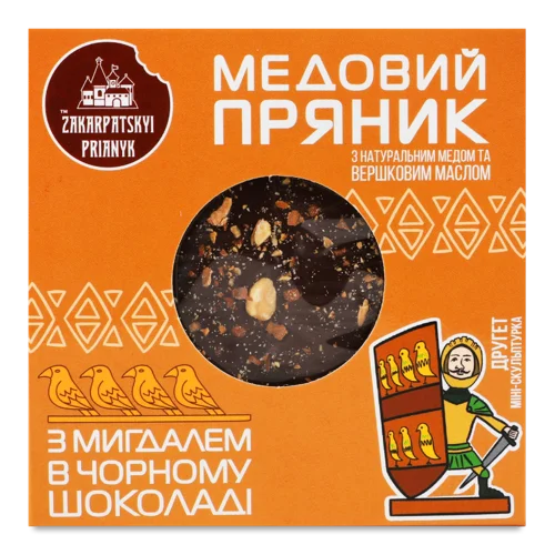 Пряник Медовий З Мигдалем В Чорному Шоколаді, к/у 100г
