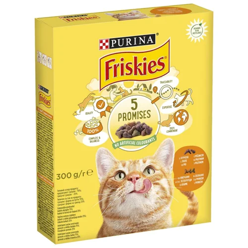 Корм сухий Friskies з куркою та овочами для дорослих котів 300г