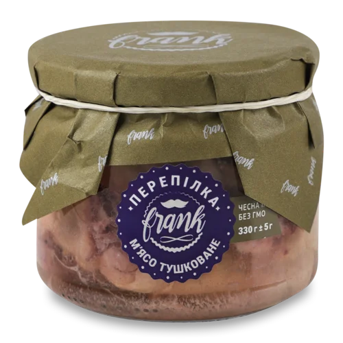 М'ясо Перепелів Тушковане В/ґ Скляна Банка 330г