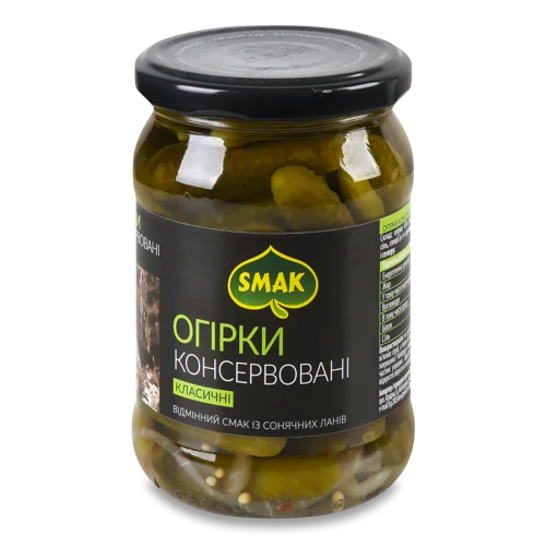Огірки Консервовані Smak, Вищого Ґатунку, З/Б, 0.5 кг