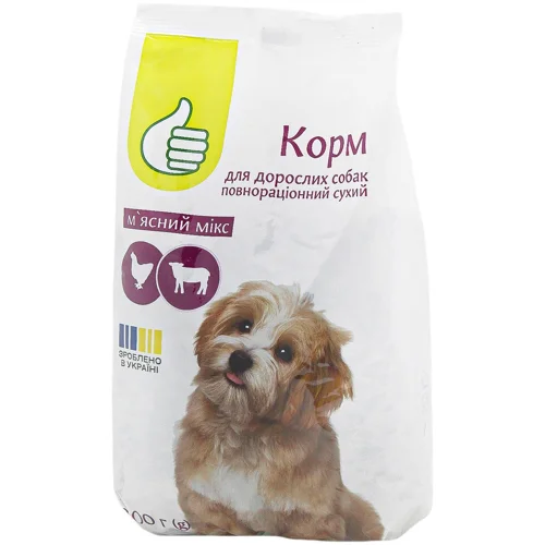 Корм сухий Auchan м'ясний мікс для дорослих собак 800г