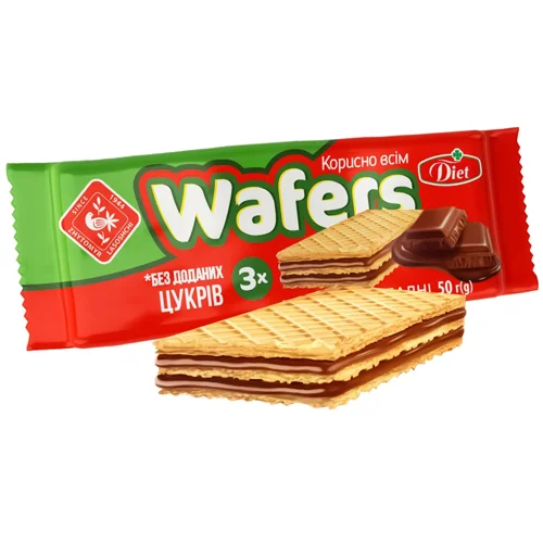 ВАФЛІ WAFERS DIET ШОКОЛАД 50Г