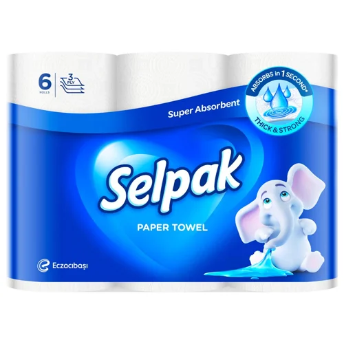 Рушники паперові Selpak 3-шарові 6шт