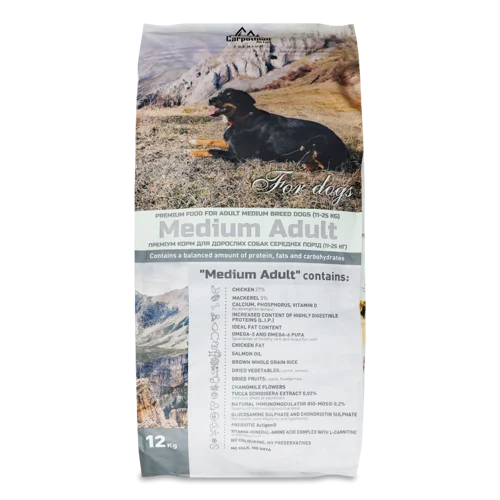 Корм Сухий Для Дорослих Собак Середніх Порід 11-25кг Medium Adult Premium Carpathian Pet Food, м/у 12кг