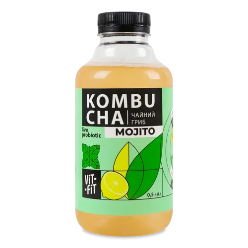 Напій Бродіння Kombucha Mojito Vit-Fit, Непастеризований, Пластикова Пляшка 0.5л