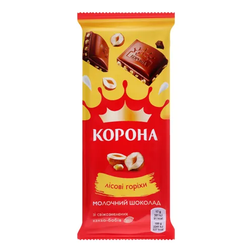 Шоколад молочний «Лісові горіхи» Корона м/у 85г