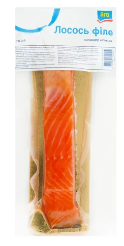 Лосось філе шматок Aro холодного копчення з шкірою 130г