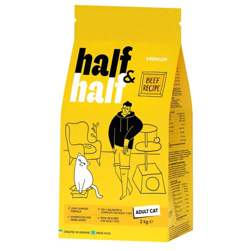 Корм сухий Half&Half з яловичиною для котів 2кг