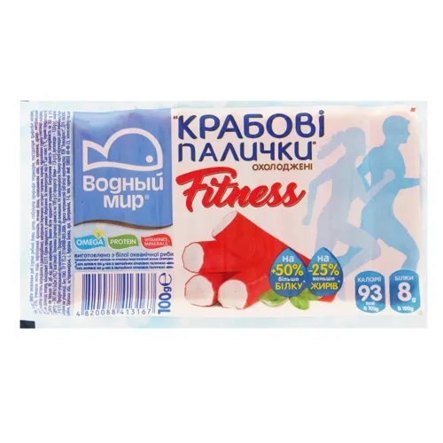 Крабові палички охолоджені Fitness Водний Світ в упаковці 100г