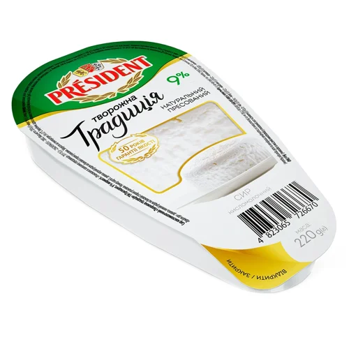 Сир кисломолочний President Творожна традиція 9%, 220г