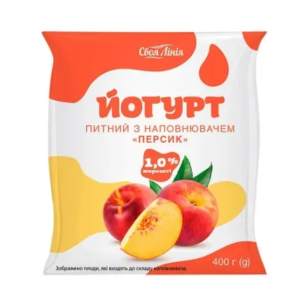 Йогурт персиковий Своя Лінія 1%, 400г