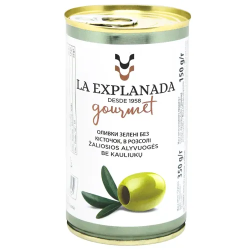 Оливки Explanada зелені без кісточок в розсолі 370мл