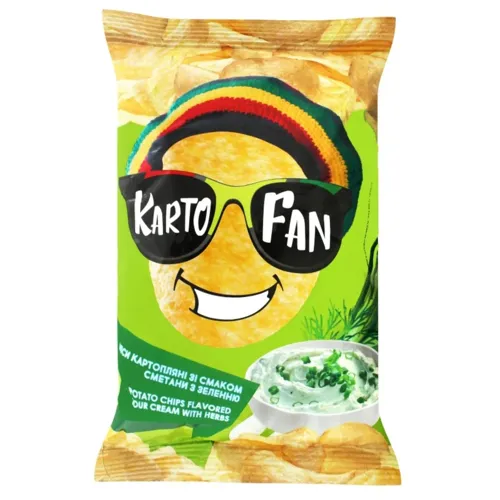 Чіпси Kartofan зі смаком сметани та зелені 130г