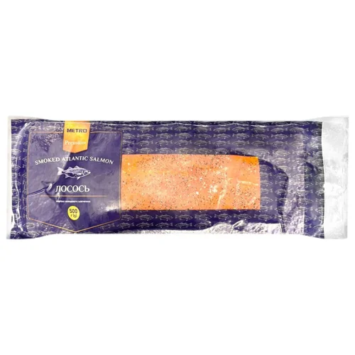 Лосось Metro Premium з білим та чорним перцем холодного копчення нарізка 500г