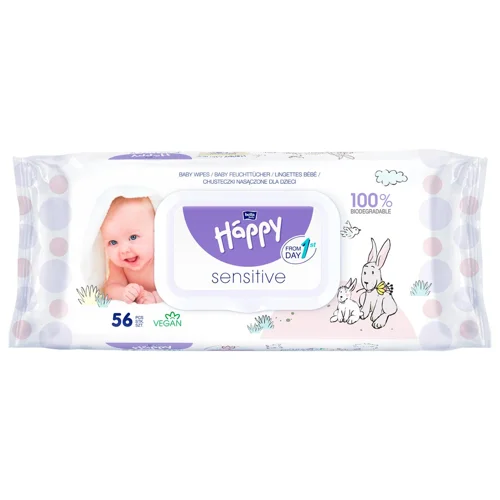 Серветки вологі Bella Happy дитячі з алоє вера 56шт