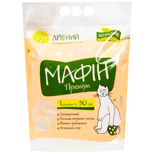 Наповнювач гігієнічний Мафін Преміум для котів бентонітовий дрібний 4кг