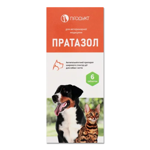 Антигельмінтний Засіб Для Собак Та Котів Пратазол, 6 Таблеток, в/к