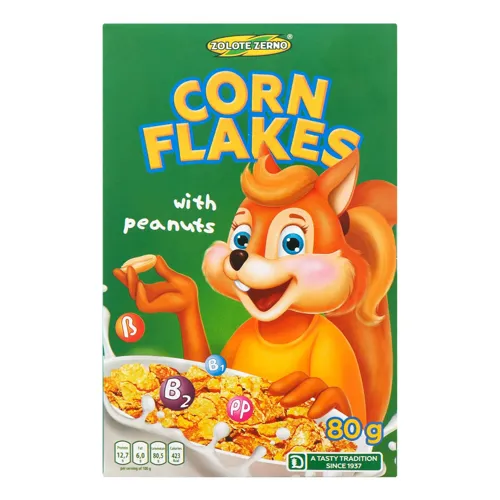 Пластівці кукурудзяні глазуровані з арахісом Золоте зерно 80г