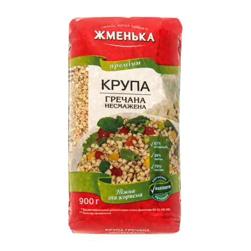 Крупа гречана необсмажена преміум Жменька м/у 900г