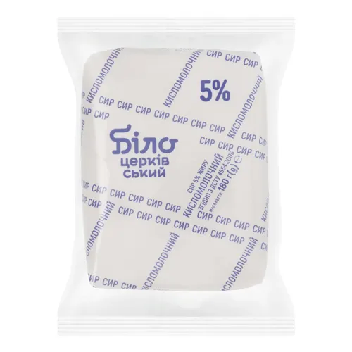Сир кисломолочний 5% Білоцерківський м/у 180г