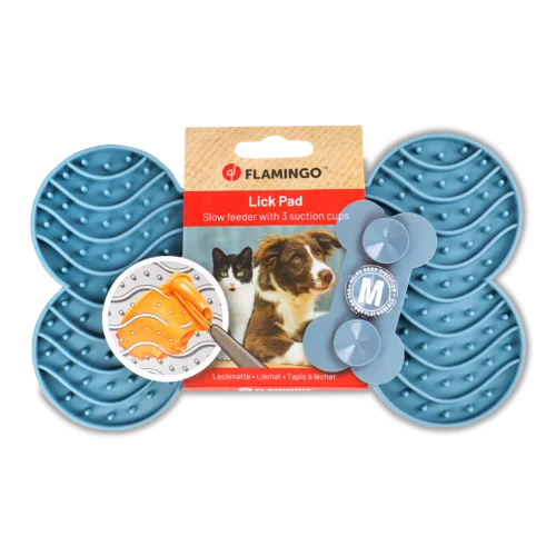 Килимок для Лизання Ласощів Синій на Присосках Силікон, 21.8см, №522920 Yummee Flamingo 1шт