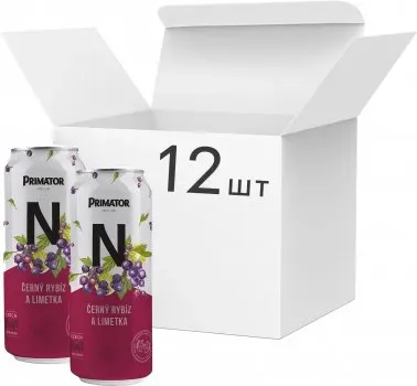Упаковка пива Primator Black Currant Lime безалкогольне світле фільтроване пастеризоване 0% 0.5л x 12