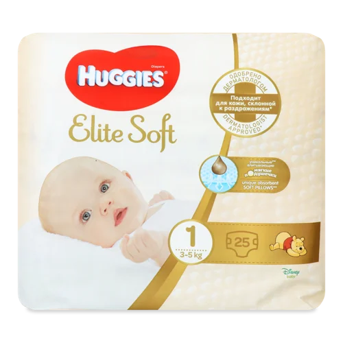 Підгузки Дитячі Одноразові Elite Soft Huggies, 1, 3.5 кг, 25 шт
