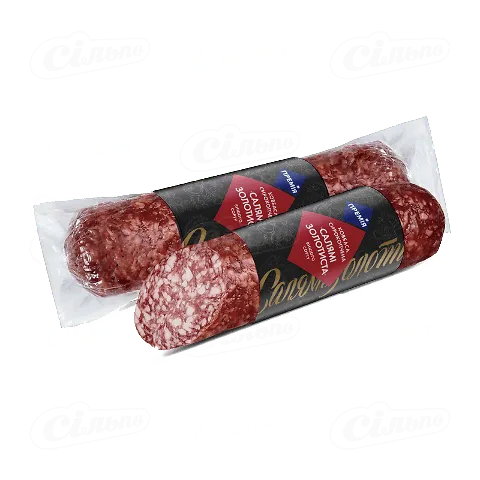 Ковбаса «Премія»® «Салямі Золотиста» сиров'ялена вищого ґатунку в упаковці м'ясної продукції, кг