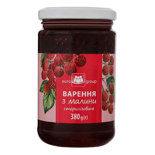 Варення з малини стерилізоване Euro Group с/б 380г
