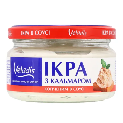 Ікра атлантичних риб з кальмаром копченим в соусі Veladis 160г