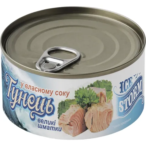Тунець Ice Storm великі шматки у власному соку 185г