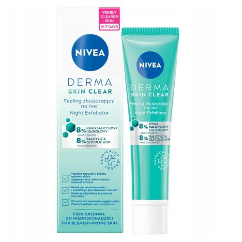Скраб для обличчя Nivea Derma Skin Clear Нічний ексфоліант 40мл
