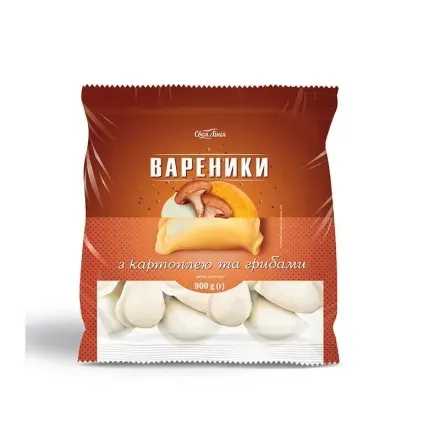 Вареники 0,9 кг Своя лінія з картоплею та грибами заморожені п/ет