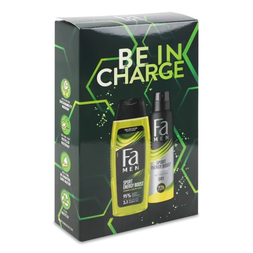Косметичний Набір Гель для Душу 3в1 Sport Energy Boost + Антиперспірант Sport Energy Boost Fa Men 1шт