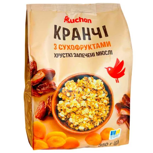 Кранчі Auchan з сухофруктами 350г