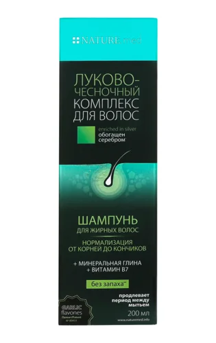 Шампунь для Жирного Волосся Цибулево-Часниковий Комплекс Nature.med, 200мл