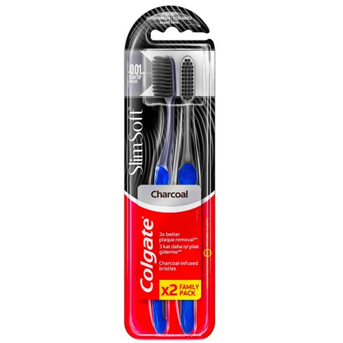 Зубна щітка Colgate Slim Soft Charcoal Деревне Вугілля 2шт