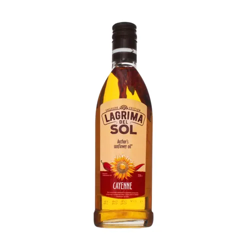 Олія соняшникова рафінована дезодорована виморожена зі стручками та екстрактами перцю Cayenne Lagrima del Sol с/пл 220г