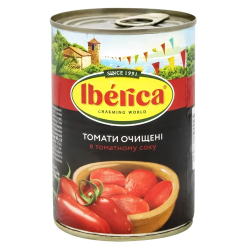 Томати Iberica очищені цілі в томатному соку 400г