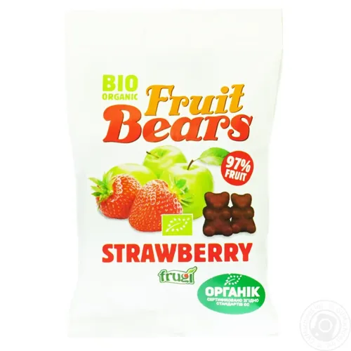 Жувальні цукерки Fruit Bears Яблуко-полуниця органічні 50г