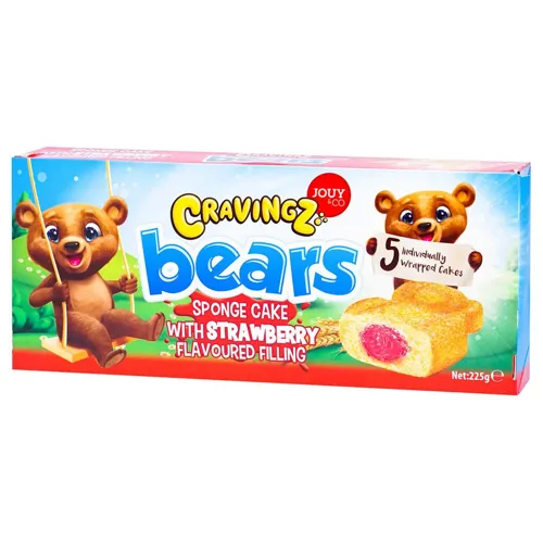 Тістечко Cravings Bears бісквітне зі смаком полуниці 5*45г