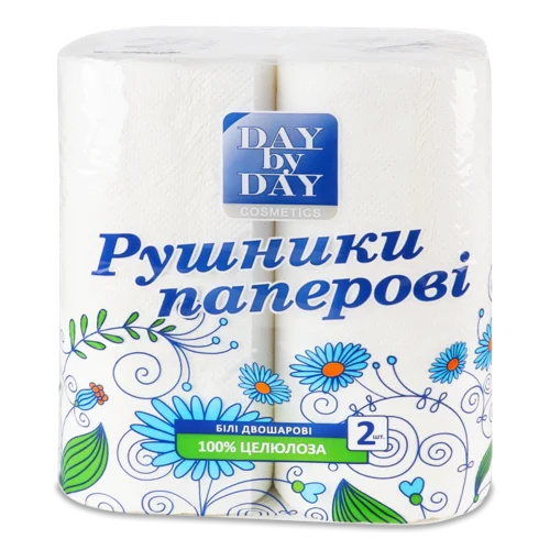 Рушники паперові Білі 2-Шарові, Day by Day, 2шт