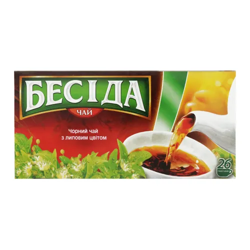 Чай чорний байховий з липовим цвітом та ароматом персика квітів липи і лайму Бесіда
