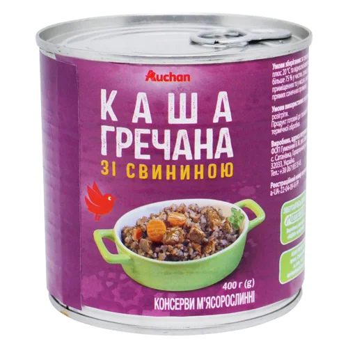 Каша Auchan гречана зі свининою 400г