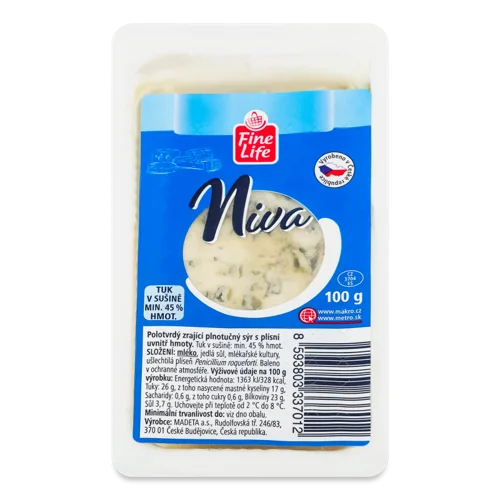 Сир 45% з Блакитною Пліснявою Ніва Fine Life, В/ґ, Лоток 0.1кг