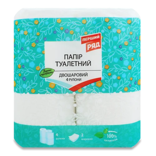 Туалетний Папір Перший Ряд Білий, 4 шт, в/к
