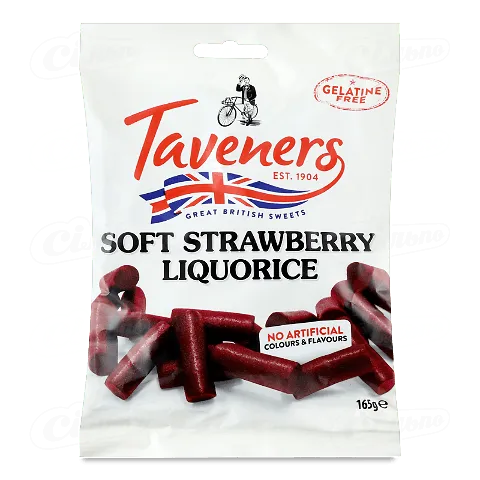 Цукерки Taveners Soft strawberry liquorice лакрично-полуничні, 165г