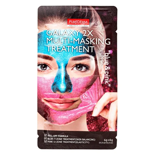 Мультімаска-догляд Purederm для обличчя синя+рожева 2х6г