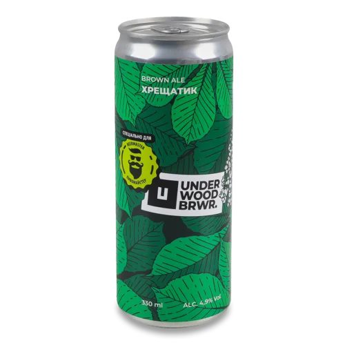 Пиво Світле Нефільтроване Неосвітлене Пастеризоване Хрещатик Brown Ale 0.33л 4.9% з/б