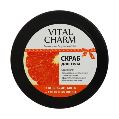 Скраб Для Тіла Соєве Молоко, Апельсин, М'ята Vital Charm, Натуральний, 250г
